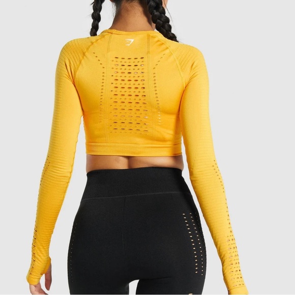 GymShark Yellow Glow Long Sleeve Seamless Crop Top - Picture 5 of 5